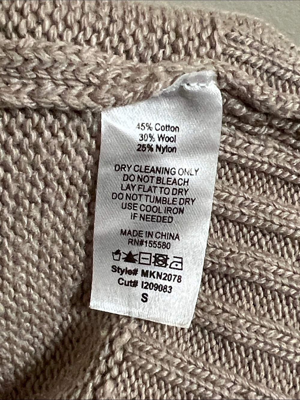 Maronie Hooded Open-Front Knit Cardigan Wool Blend Taupe Brown Small - Picture 3 of 6